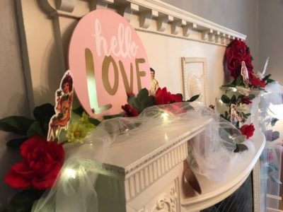 Fireplace Mantle Valentine Scene