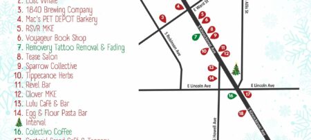 map of businesses along KK avenue participating in Christmas on KK