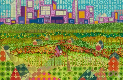 Painting of a stylized garden