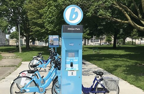 Bublr Bikes available to rent at a station at Zillman Park