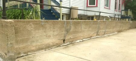 long low concrete wall